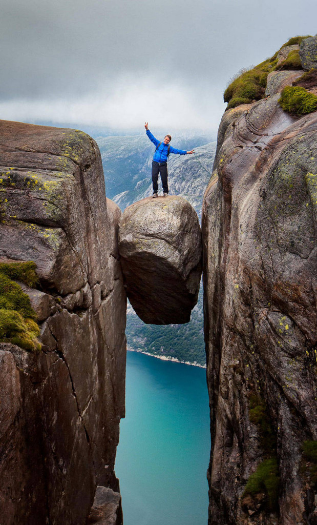 Kjeregbolten boulder in Rogaland, Norway