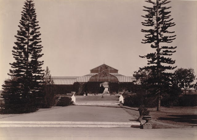 Glass House at Lal Bagh Gardens, Bangalore taken in the 1890s