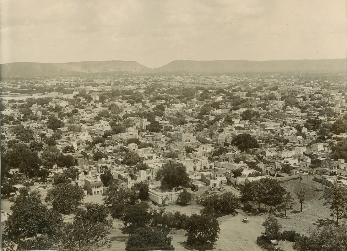 Bird's eye view of Jaipur city, 1890s.