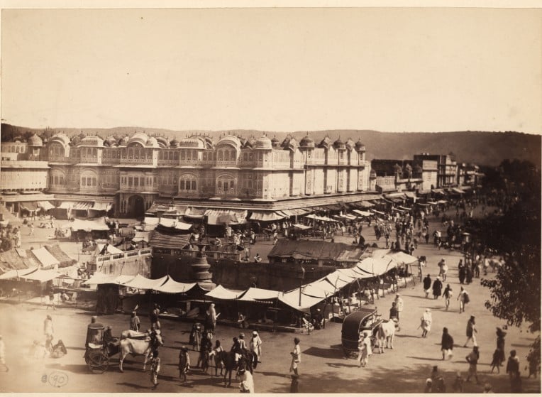 Street and public library, Jeypore, an albumen photo, c.1870-80's