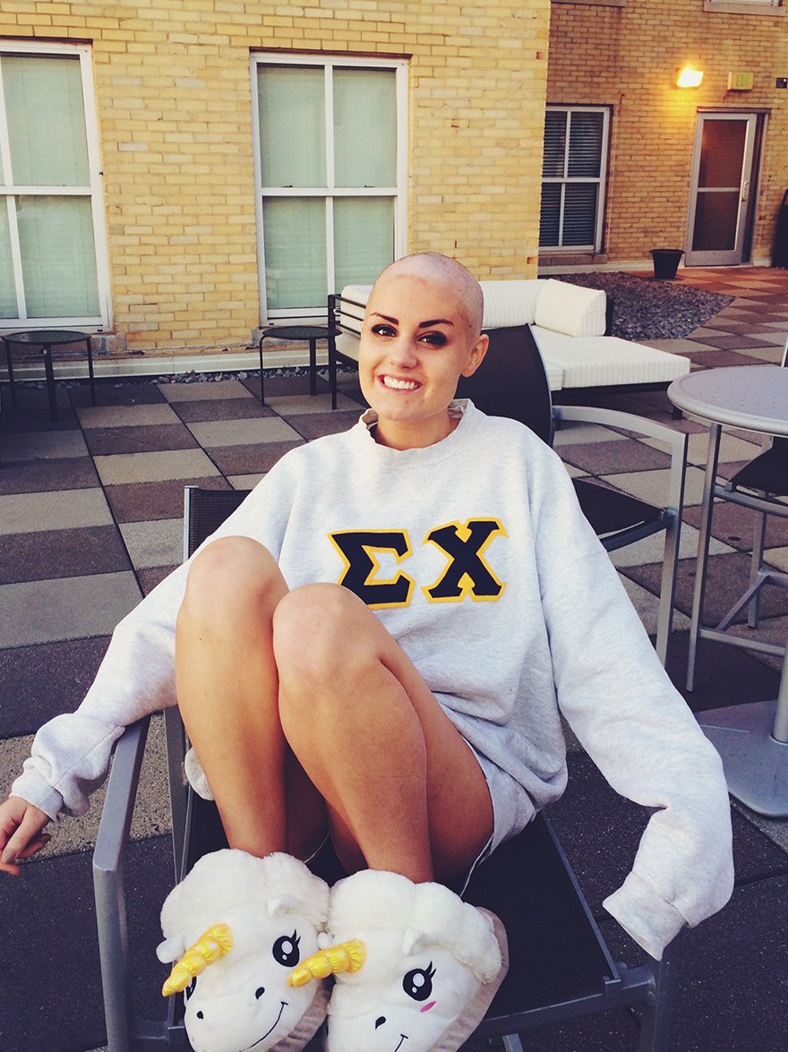 Brain cancer, allie allen, shaved head, brandon carpenter, cancer, breast cancer, motivation, inspirational, teenager, friend, disease, war against cancer