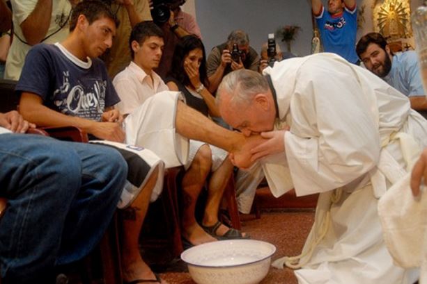 Pope Francis at the chapel of a youth prison