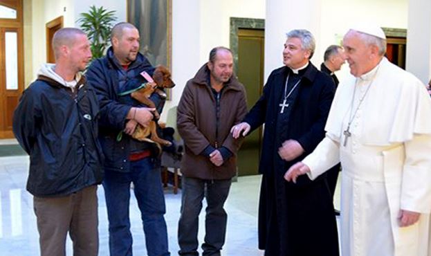 Pope Francis invited homeless men to his birthday meal