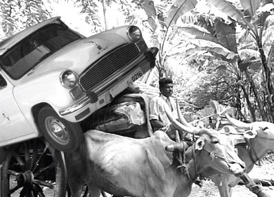 Ambassador on Bullock Cart