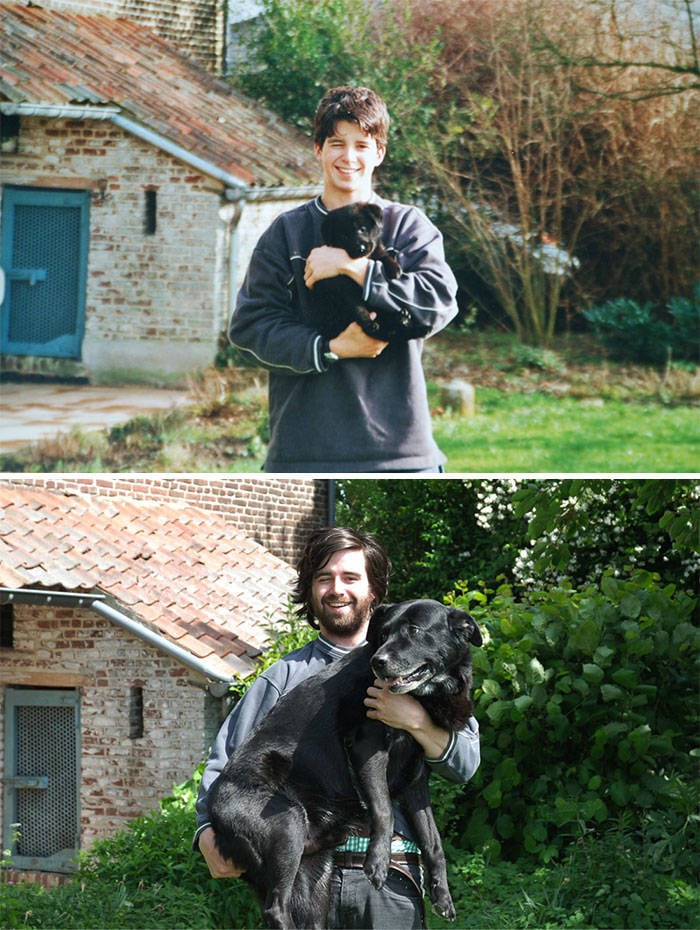top photo recreations, childhood to adulthood, childhood photos, before and after, amazing photos, wow, Meeting Hulk Hogan