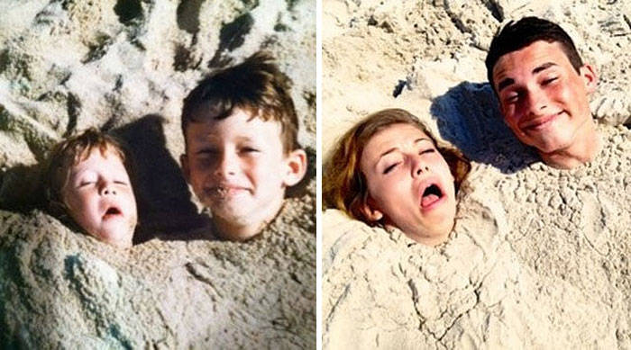 top photo recreations, childhood to adulthood, childhood photos, before and after, amazing photos, wow, Meeting Hulk Hogan