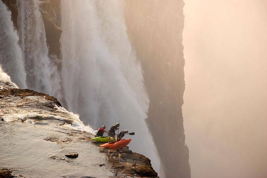 Extreme kayaking at victoria falls.