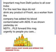 Frooti can contain HIV