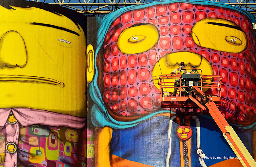 Brazilian artists, vancouver, octavio art, gustavo art, art, amazing graffiti, graffiti on tower, canada, twin brothers art, brazilian graffiti, brazilian artwork, granville island