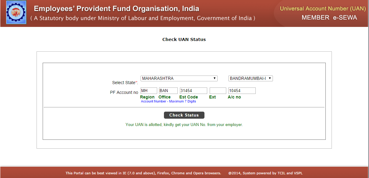 Fill pf number on uan portal