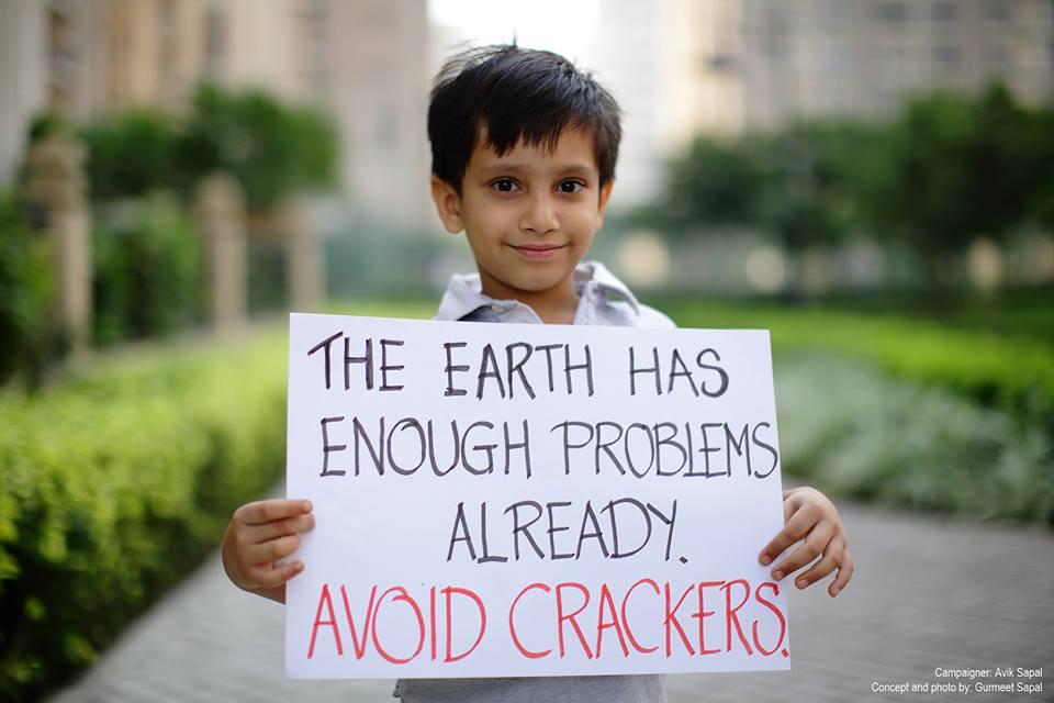 Diwali 2014, go green, say no to crackers, pollution, save earth, india