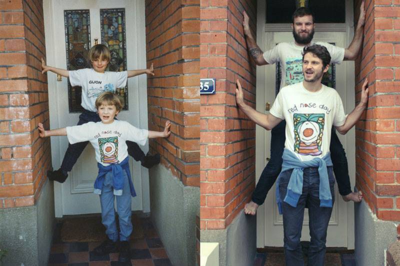 childhood photos, creativity, photos recreation, adult in childhood, baby picture, baby vs adult, lol, omg, wtf, rofl, love, hilarious, recreate baby images