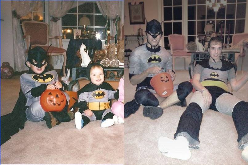 Childhood photos, creativity, photos recreation, adult in childhood, baby picture, baby vs adult, lol, omg, wtf, rofl, love, hilarious, recreate baby images