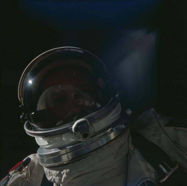 Buzz Aldrin taking a selfie from space