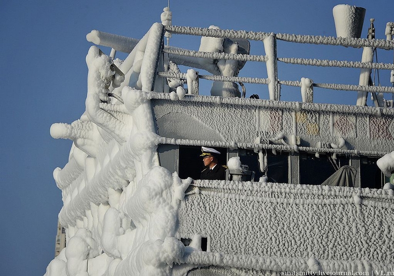 russia, korea, korean warship in russia, vladivostok, great russia, cold, winter in russia, freezing ship