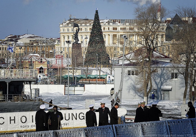 russia, korea, korean warship in russia, vladivostok, great russia, cold, winter in russia, freezing ship
