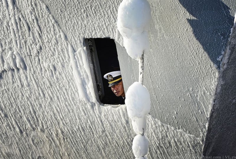 russia, korea, korean warship in russia, vladivostok, great russia, cold, winter in russia, freezing ship