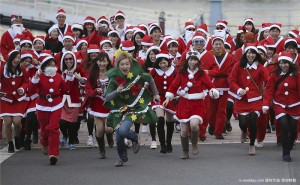 santa run, japan, japanese, tokyo, christmas, charity, santa claus, okinawa, kind japanese, james the devil, kasai rinkai park, x-mas, asia