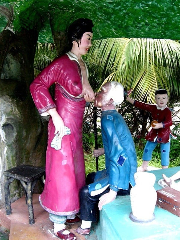 Haw par villa, places, singapore, theme parks, travel, sculpture, wtf, woman breastfeeding statue, chinese mythological