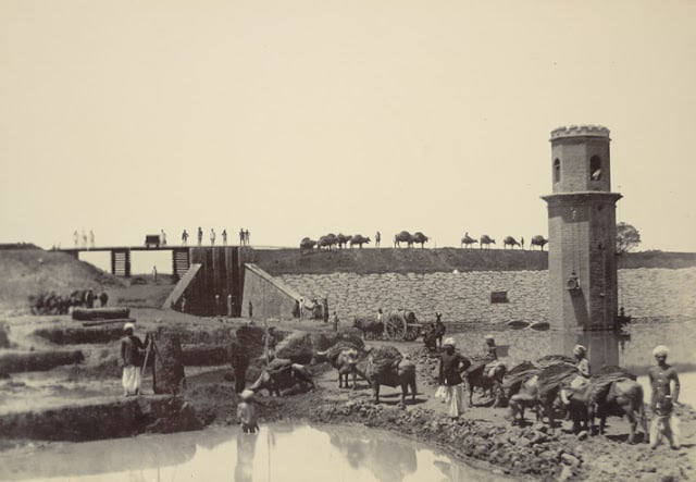 Head works and sluice, chamaraj water works, bangalore taken in the 1890s