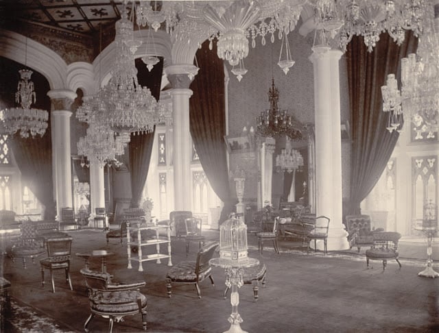 Interior of the durbar hall, palace , 1890