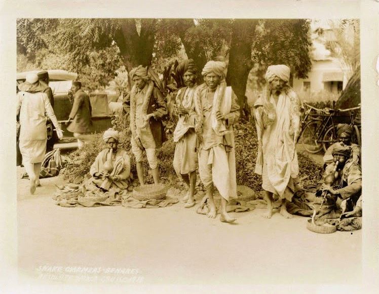 Group of Snake Charmers on the Street of Benares (Varanasi) - 1929