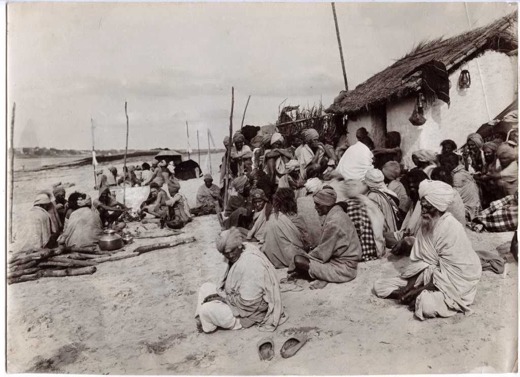 Indian Holy Men Sitting Together - Beares (Varanasi) c1890's