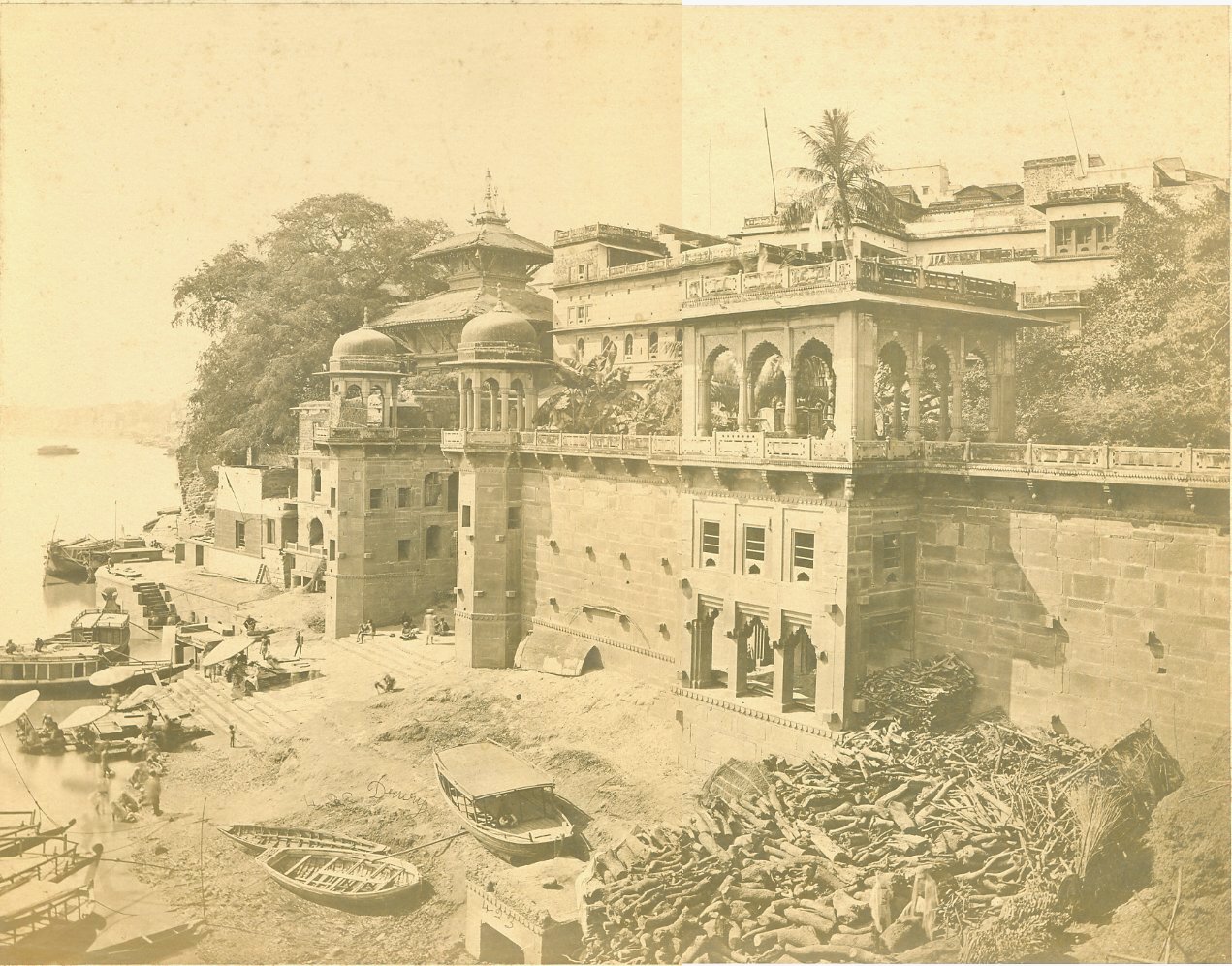 The Nepaulese Temple in Benares, an albumen photo by Drury, c.1860's
