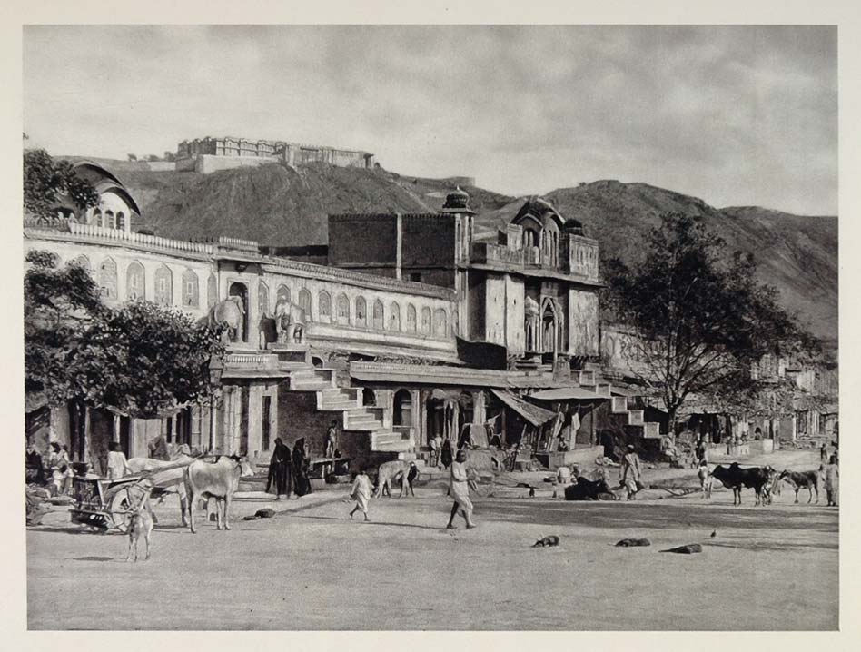 The street door of a temple, jaipur, a photogravure by martin hurlimann, 1928