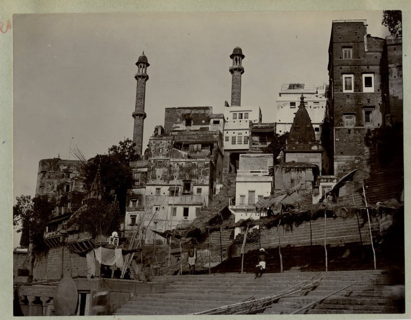 c.1890's PHOTO INDIA THE STEPS TO THE RIVER BENARES