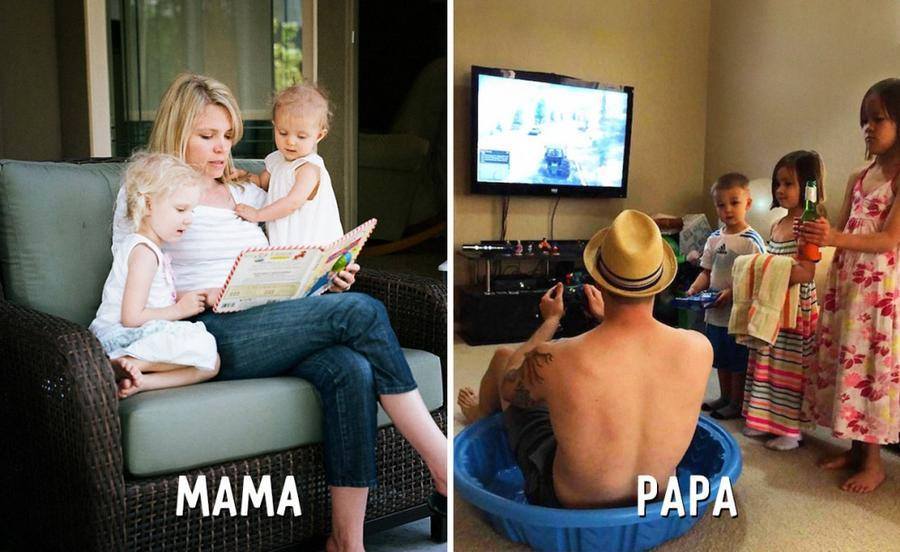 Baby Funny Cute Pictures, mom vs dad, mama vs papa, Mother vs Father, lol, omg, wtf, funny, kids, father mother difference, parenting, family photos, mummy vs papa, mother and father