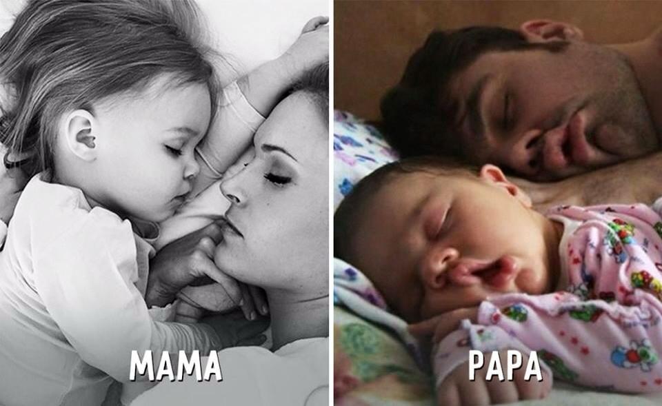 Baby Funny Cute Pictures, mom vs dad, mama vs papa, Mother vs Father, lol, omg, wtf, funny, kids, father mother difference, parenting, family photos, mummy vs papa, mother and father