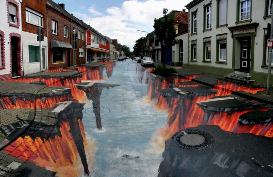 Abstract art, 3d wall art, optical illution, 3d illution,pavement art,graffiti