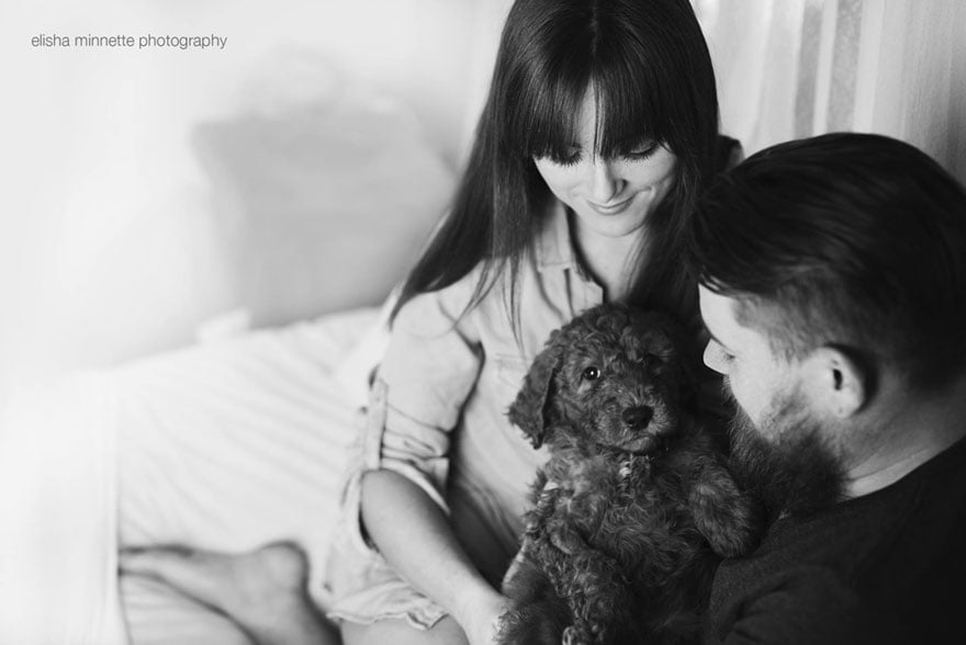 Couple, newborn, dog, elisha minnette, photography, abby lee, matt kay, australian couple, new mom, new dad, baby, animal, pet, humphry, humphry dog, photoshoot, photographer, idea, creative, creativity, cute dog, family, loving and adorable, groodle