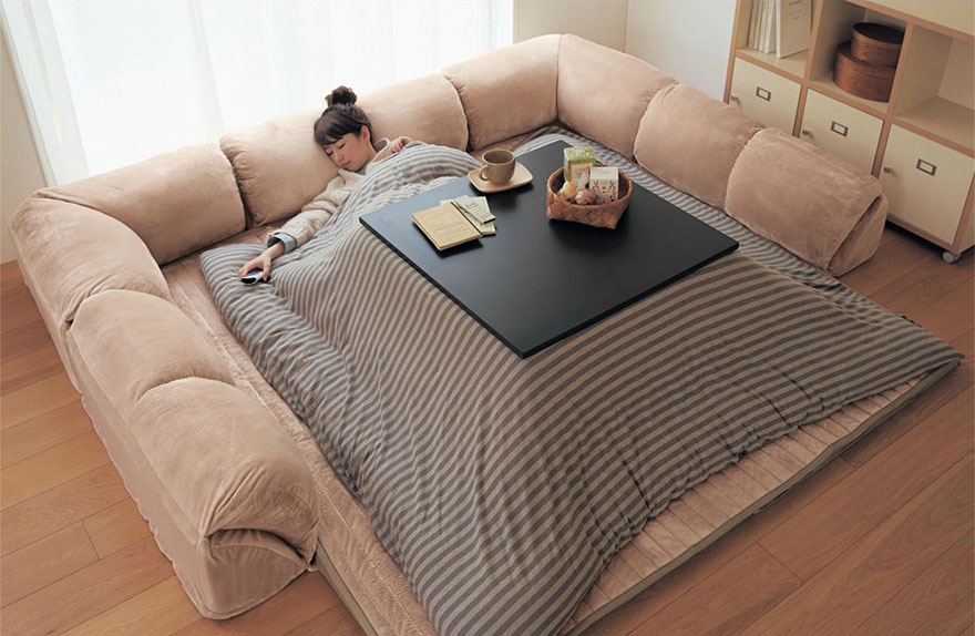 heater, heating, Japan, Japanese style table, Japanese winter, Kotatsu, table, table bed, winter, furniture, wooden, warm, blanket, table, hori-gotatsu, modern, invention, idea, amazing, awesome, heat, warmth, Traditional japanese table, kotatsu bed, kotatsu table, japanese invention, japanese culture, winter in japan, unusual bed