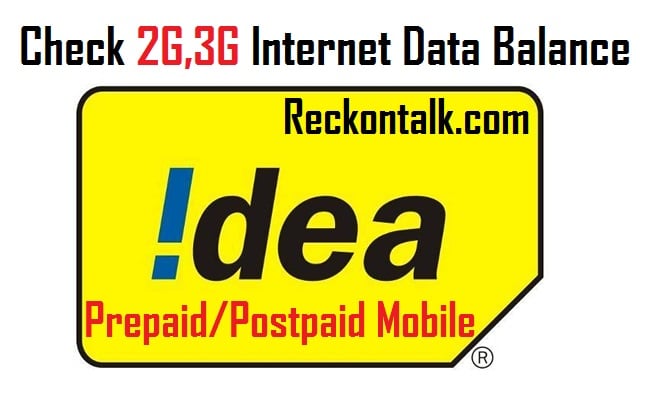 Idea, Internet, USSD code, Check Idea balance, Idea 2g balance, Idea 3g balance, indian mobile network, Idea data balance, how to check net balance