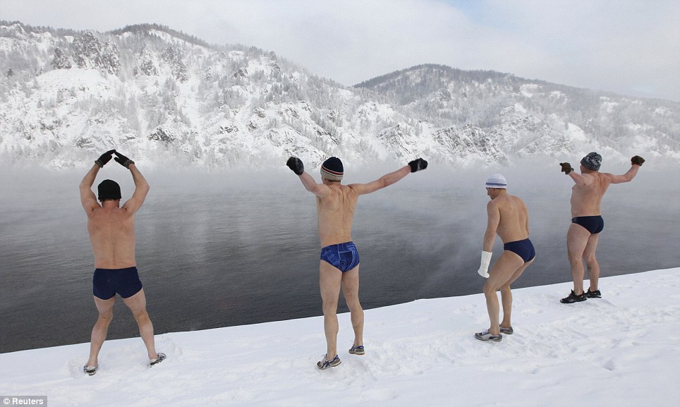 freezing ice swimming in