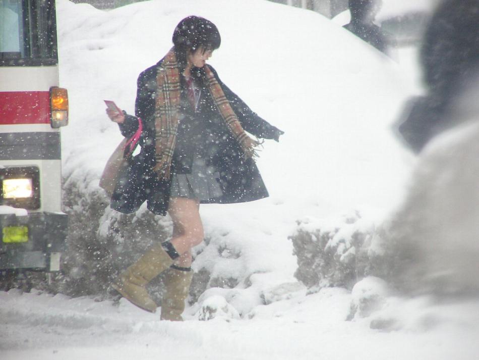 japan, japanese, school girl, fashion, weird, winter, kogal, japanese schoolgirl, asian, short skirts, snow festival
