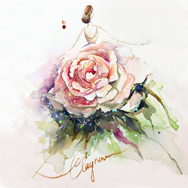 Chan Clayrene, fashion, art, artist, paintings, illustration, nail polish, watercolour, beautiful, wow, amazing, awesome