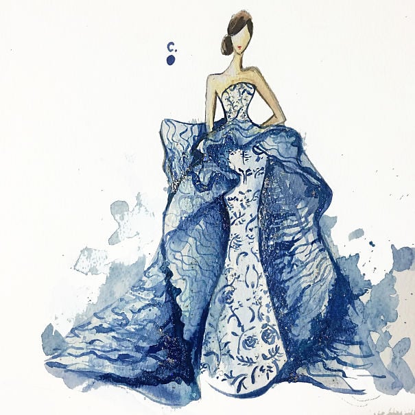 Chan Clayrene, fashion, art, artist, paintings, illustration, nail polish, watercolour, beautiful, wow, amazing, awesome