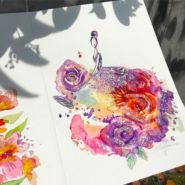 Chan Clayrene, fashion, art, artist, paintings, illustration, nail polish, watercolour, beautiful, wow, amazing, awesome
