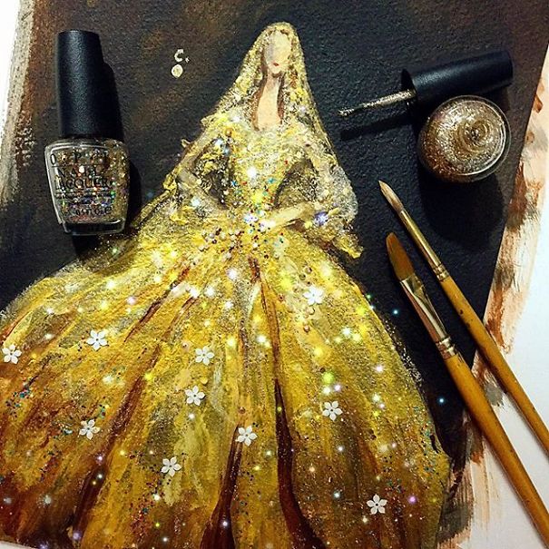 Chan clayrene, fashion, art, artist, paintings, illustration, nail polish, watercolour, beautiful, wow, amazing, awesome