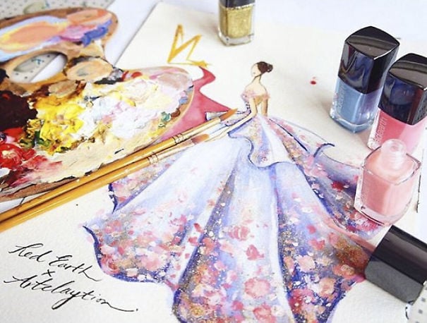 Chan clayrene, fashion, art, artist, paintings, illustration, nail polish, watercolour, beautiful, wow, amazing, awesome