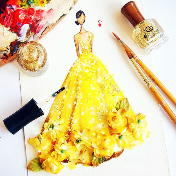 Chan Clayrene, fashion, art, artist, paintings, illustration, nail polish, watercolour, beautiful, wow, amazing, awesome