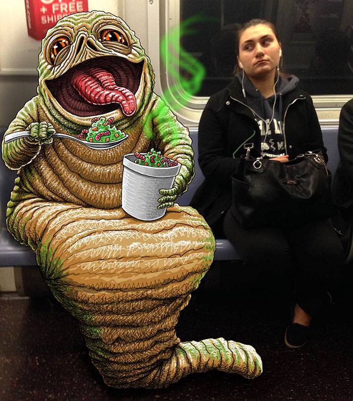 art, artist, creativity, ben rubin, creepy monsters, doodles, monster doodles, monsters, subway doodles, subway monsters