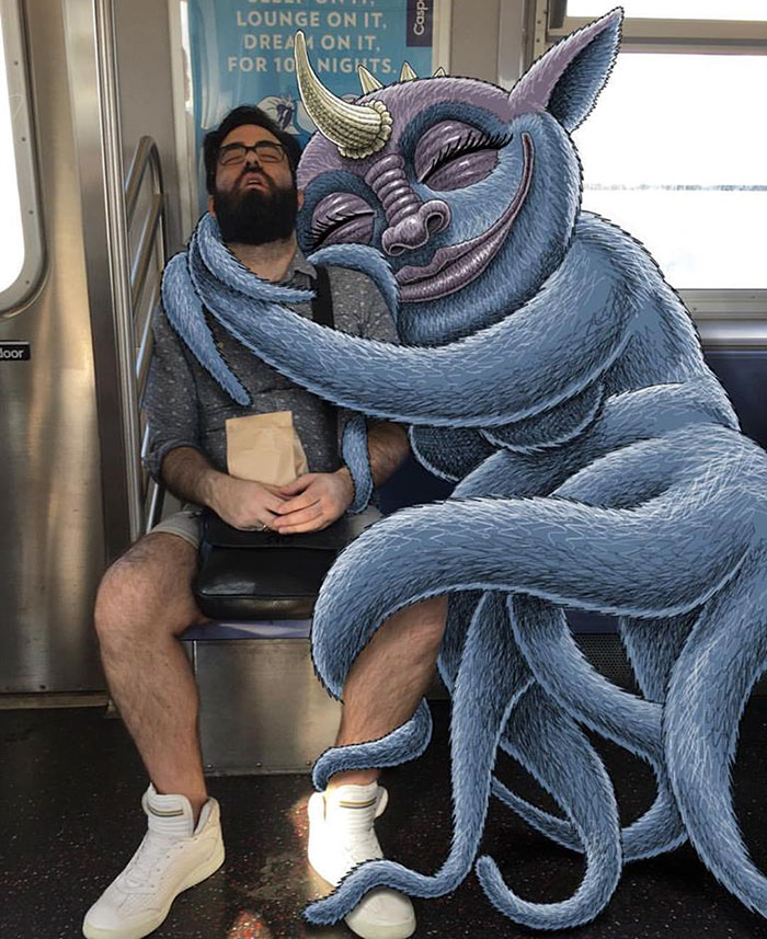 art, artist, creativity, ben rubin, creepy monsters, doodles, monster doodles, monsters, subway doodles, subway monsters