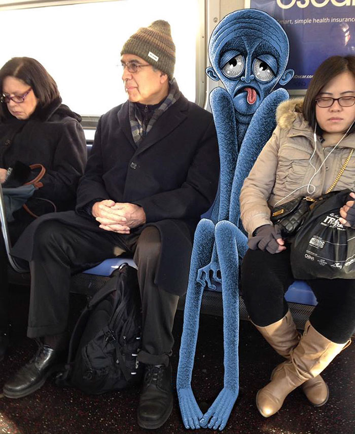 art, artist, creativity, ben rubin, creepy monsters, doodles, monster doodles, monsters, subway doodles, subway monsters