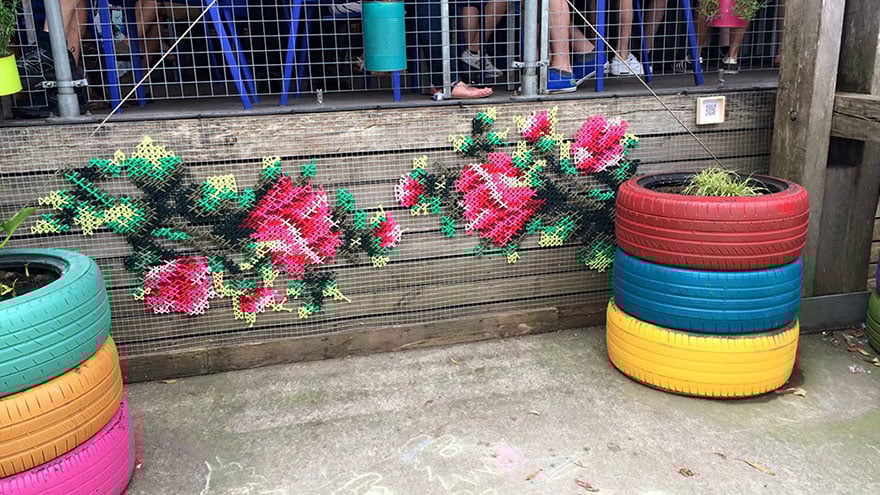 cross stitch art, street art, Raquel Rodrigo, creative, amazing, awesome, wow