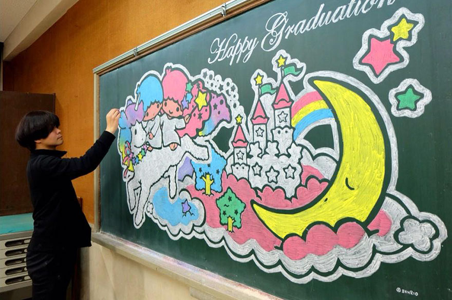 Art teacher, blackboard, chalk, chalk art, chalk drawing hamacream, hirotaka hamasaki, photography, amazing, wow