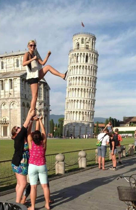 Europe, italy, lean tower of pisa, monuments, pisa funny girls